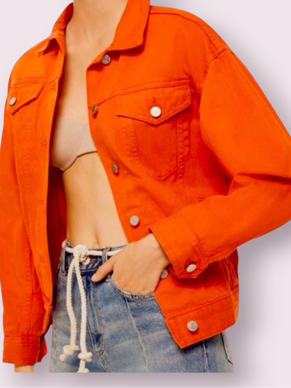 Urban Outfitters BDG Blood Orange Denim Trucker Jacket Size XS